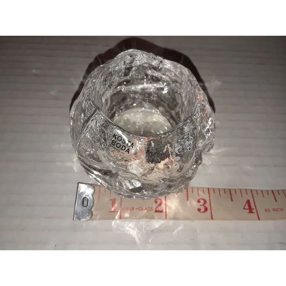 Vintage Kosta Boda Snowball Crystal Votive Candle Holders Lot of 3